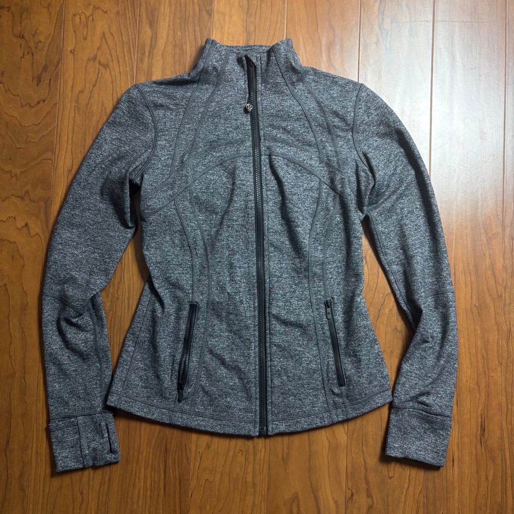 Lululemon Define Jacket Size 8 Heathered Black Grey Space Dye Full Zip Up
